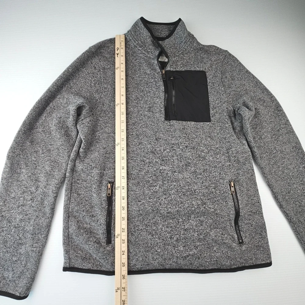Aeropostale Mens Quarter Zip Fleece Pullover Gray Marl Pocket Jacket Size M